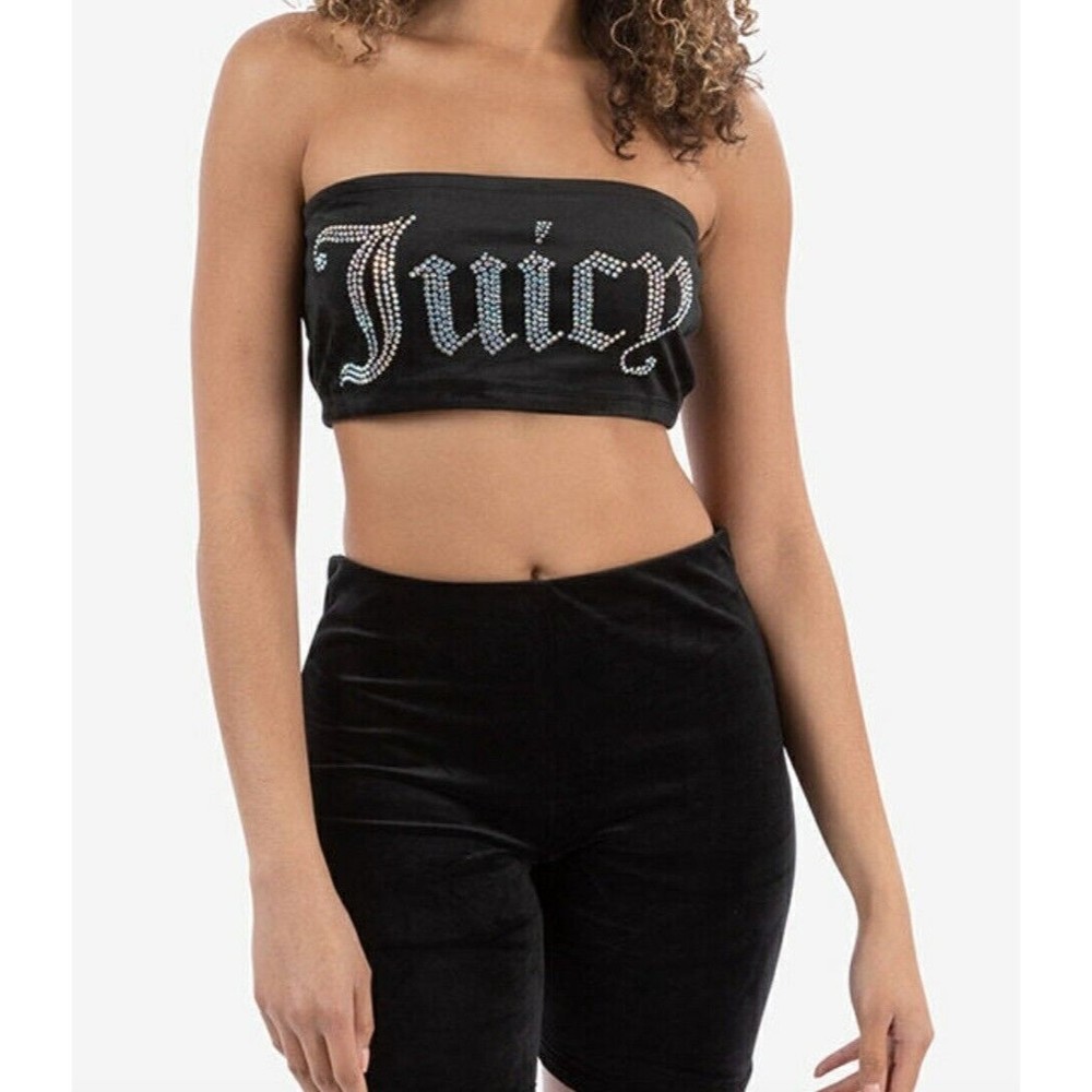 Juicy Couture Liquorice Embellished Bandeau Top Women's Size Large New.